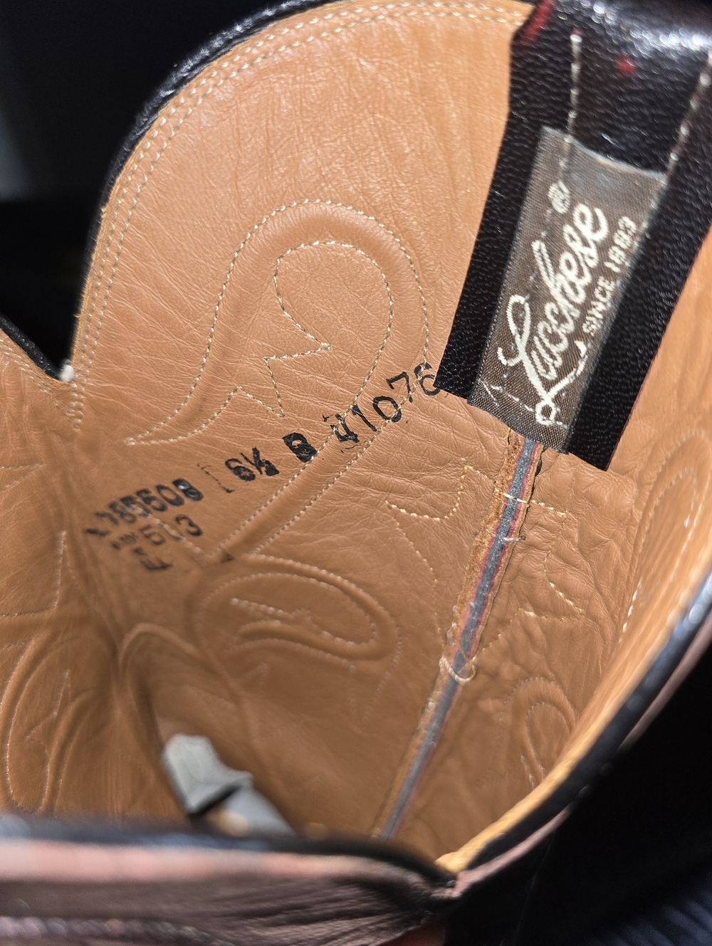 Lucchese Classics Black Cherry Teju Lizard Cowboy Boots USA Deadstock 6.5B - Picture 12 of 14